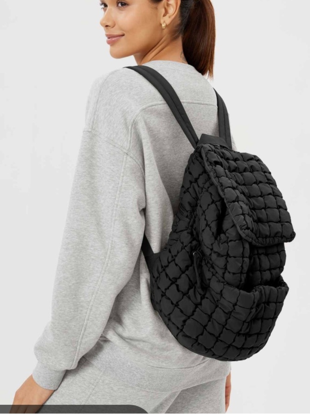 Ododos Black Lightweight Quilted Backpack